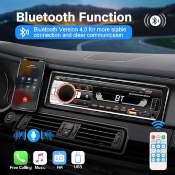 Single Din Car Stereo Bluetooth Car Radio, Car Audio with Handsfree and App Control,LSLYA 4X50W Car Radio supports FM,AUX,USB,TF,EQ,Fast Charging | No CD DVD Player