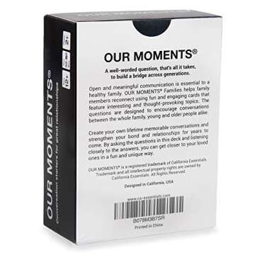 OUR MOMENTS Families: 100 Conversation Starter Cards for Families and Kids - Relationship Building - Car Travel, Road Trip & Card Game for Healthy Loving Family - Questions for Family Activities