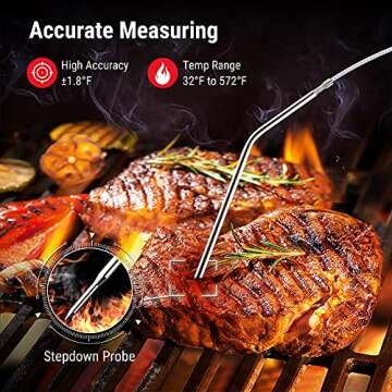 ThermoPro TP07 Wireless Meat Thermometer for Cooking, Digital Grill Thermometer with Temperature Probe, Smart LCD Screen BBQ Thermometer for Grilling, Oven Safe Food Smoker Thermometer for Kitchen