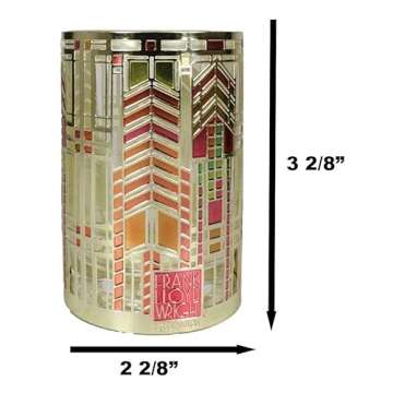 Ebros Gift Frank Lloyd Wright FLW Architecture Reproduction Dana Thomas House Autumn Sumac Brass Votive Candle Holder Tea Light Decor Modern Aesthetic Geometry Candleholder Accent Decorative