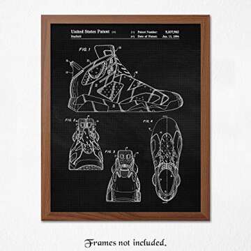 Vintage Sneakers Shoes Patent Prints, 1 (11x14) Unframed Photos, Wall Art Decor Gift for Home Jordans Office Gears Garage Shop School Gym College Student Teacher Coach Team Basketball Champs Fans