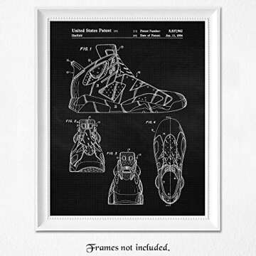 Vintage Sneakers Shoes Patent Prints, 1 (11x14) Unframed Photos, Wall Art Decor Gift for Home Jordans Office Gears Garage Shop School Gym College Student Teacher Coach Team Basketball Champs Fans