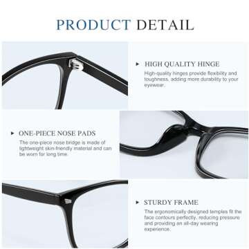 Ylmue Blue Light Blocking Glasses Reduce Eye Strain Computer Gaming Eyeglasses Blue Light Glasses for Woman/Men