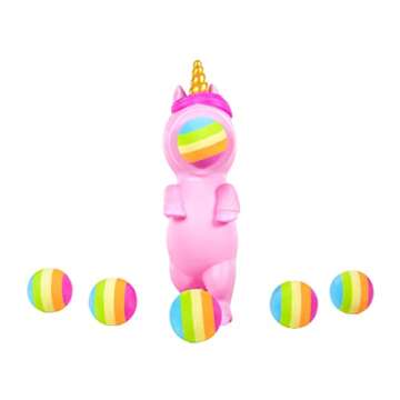 Hog Wild Pink Unicorn Ball Popper Toy - Includes 4 Soft Foam Balls - Squeeze to Pop Air Powered Balls Up to 20 Feet - Launcher Safe for Indoor/Outdoor Play - Gift for Kids, Girls, Boys Ages 5+