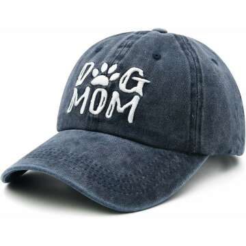 Embroidered Dog Mom Denim Baseball Cap for Women