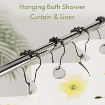 Black Shower Curtain Hooks, Amazer Shower Curtain Hooks, Shower Hooks for Shower Curtain, Decorative Shower Curtain Hooks Rust Proof Stainless Steel Shower Curtain Hooks Set of 12