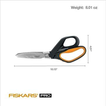 Fiskars Pro PowerArc Shop Shears, Heavy Duty Stainless Steal Scissor, Industrial Grade Tool for Building and Construction, 10 in, Orange/Black