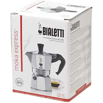 Bialetti - Moka Express: Iconic Stovetop Espresso Maker, Makes Real Italian Coffee, Moka Pot 1 Cup (2 Oz - 60 Ml), Aluminium, Silver