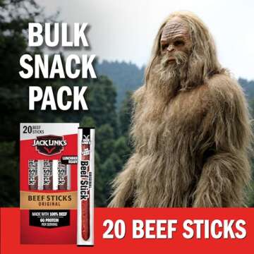 Jack Link's Beef Sticks, Original, Great Stocking Stuffer, Holiday Gift for Men, Protein Snack, Meat Stick with 6g of Protein, Made with 100% Beef, Individually Wrapped Beef Sticks, 0.92 Oz (20 Count)