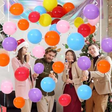 Nuogo 53 Pcs 2025 New Year's Balloon Drop Kit Christmas Party Balloon Drop Celebration Decoration, Suitable for kids Birthday Parties, Graduations, New Year's Eve(Rainbow Color)