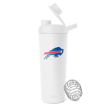 Simple Modern Officially Licensed NFL Buffalo Bills Stainless Steel Shaker Bottle with Ball 24oz | Metal Insulated Cup for Protein Mixes, Shakes and Pre Workout | Rally Collection | Buffalo Bills