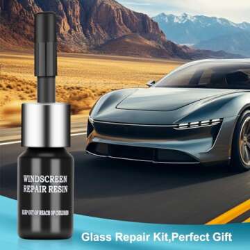 Kunsia Windshield Crack Repir Kit (2pcs) Rock Chip Repair Kit Windshield Repair Kit for Chips and Cracks, Windshield Repair Glue Quick Fix for Bullseyes Half-Moon Cracks Star-Shaped Chips and Cracks