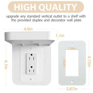 BELIEFLUO Outlet Shelf Holder, Bathroom Decor with Built-in Cable Management,A Space Saving Solution for Homepod Mini,Google Home/Echo/Smart Speakers/Electric Toothbrush/Cell Phone (Decora)