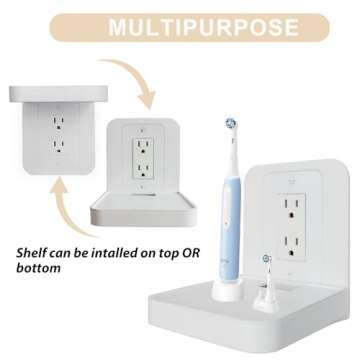 BELIEFLUO Outlet Shelf Holder, Bathroom Decor with Built-in Cable Management,A Space Saving Solution for Homepod Mini,Google Home/Echo/Smart Speakers/Electric Toothbrush/Cell Phone (Decora)