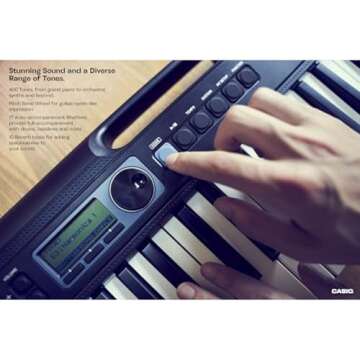 Casio Casiotone CT-S300, Touch Sensitive 61-Key Portable Keyboard with 200 Tones, 77 Rhythms, LCD Display, Music Rest, USB, Stereo Speakers, Aux In, Headphone Out, Power Supply, Black (CT-S300)