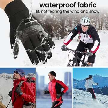 CUIUD Winter Gloves For Cold Weather Men's and Women's Windproof Waterproof Warm Touch Screen Gloves for Fitness Running and Cycling