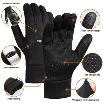 CUIUD Winter Gloves For Cold Weather Men's and Women's Windproof Waterproof Warm Touch Screen Gloves for Fitness Running and Cycling