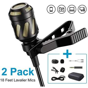 PoP voice Mini Microphone, Tiny Microphones for iPhone,Android, PC,Computer,Laptop,Camera,Professional Condenser Mic for YouTube,Interview,Video,Include Various Accessories