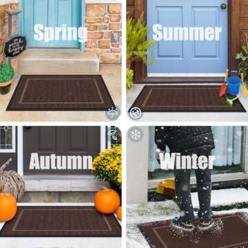 Front Door Mat Outside Entrance Indoor Doormat 36"x24", Waterproof All-Season All-Weather Entryway Mat, Natural Rubber Outdoor Doormats, Trap Dirt and Moisture Back Door Mat for Patio Porch, Brown