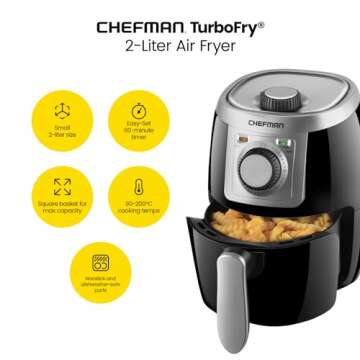 CHEFMAN 2 Qt Compact Air Fryer - Healthy Cooking & Easy Cleanup