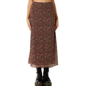 Floral High Waist Midi Skirt - Avanova Boho Style