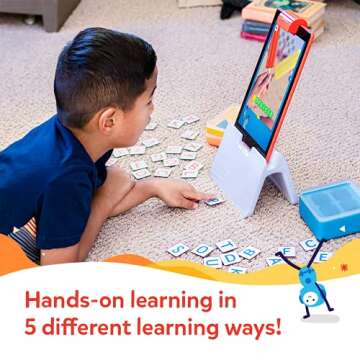 Osmo - Genius Starter Kit for Fire Tablet-5 Educational Learning Games-Ages 6-10-Spelling, Math & Creativity-STEM Toy Gifts-Boy & Girl-Ages 6 7 8 9 10(Osmo Fire Tablet Base Included-Amazon Exclusive)