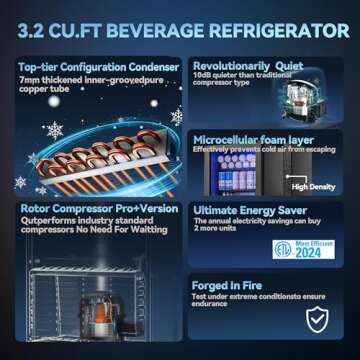 Tehanld Beverage Refrigerator Cooler - 128 Can Drink Beer Fridge, Wine Soda Cooler, Mini Fridge Glass Door Front for/Home/Office/Bar, Small Refrigerator with Shelves/Light/Wheels