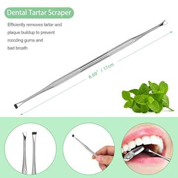 Dental Tools, Professional Dental Pick Tools Kit, Teeth Cleaning Calculus Tool for Dentist, Personal Using, Pets Oral Care with Dental Mirror Dental Tooth Tartar Plaque Scraper Remover Dental Probe