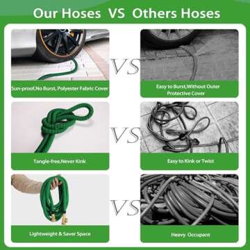 50 ft Expandable Garden Hoses with 10 Function Spray Nozzle, Lightweight, No-Kink Flexible Hose with 3/4" Brass Fittings and 6-Layer Latex Core, Retractable Water Hose (Green Black)