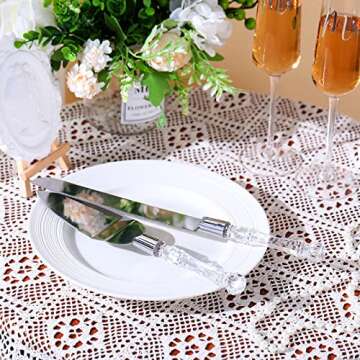 Boao 4 Pieces Wedding Toasting Flutes and Cake Server Set Wedding Reception Supplies Champagne Glasses Cake Knife Pie Server (Clear,Classic)