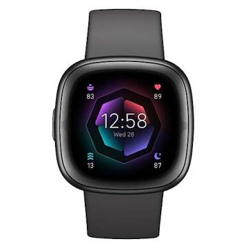 Fitbit Sense 2 Advanced Health and Fitness Smartwatch with Tools to Manage Stress and Sleep, ECG App, SpO2, 24/7 Heart Rate and GPS, Shadow Grey/Graphite, One Size (S & L Bands Included)