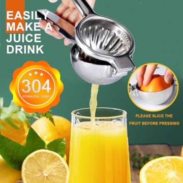 TEZZ Upgrated Extra Large Lemon Squeezer, Heavy Duty Handhelp Orange Juicer with 3.47'' extra big Filter Bowl, Stainless Steel Hand Press Citrus Juicer, Lime Squeezer Bar Tool, Manual Citrus Press