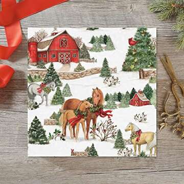 Current Holiday Horses Christmas Rolled Wrapping Paper - Premium Jumbo 23-Inch x 32-Foot Gift Wrap Roll, 61 Square Feet Total