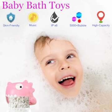 Baby Bath Toys - Bath Toys Bath Bubble Machine Automatic Bubble Maker with Music, Bath Toys for Kids Ages 1-3 4-8 Toddler Bath Toys Dinosaur Toys for Kids 3-5 Gifts for Boys Girls