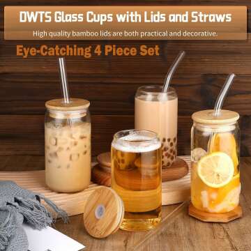 Glass Cups Set 4pcs 16oz