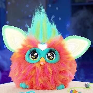 Furby Coral, 15 Fashion Accessories, Interactive Plush Toys for 6 Year Old Girls & Boys & Up, Voice Activated Animatronic