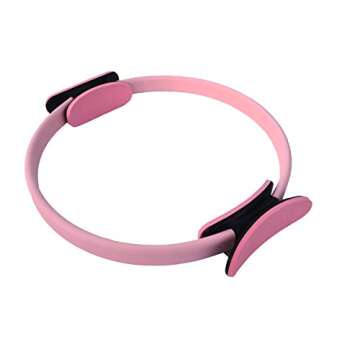 Jun Xuan Pilates Ring - Unbreakable Exercise Workout Fitness Magic Circle for Toning Sculpting Thighs, Abs and Legs - Pink