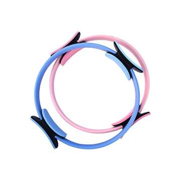 Jun Xuan Pilates Ring - Unbreakable Exercise Workout Fitness Magic Circle for Toning Sculpting Thighs, Abs and Legs - Pink