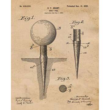 Vintage Golfing Patent Prints, 6 (8x10) Unframed Photos, Wall Art Decor Gifts for Home Golf Office Tools Gears Garage Shop School Gym College Student Teacher Team Coach Caddie Putt Championship Fans