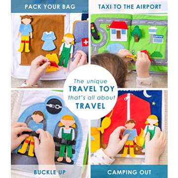 Curious Columbus Quiet Book. Away We Go Activity Busy Book. Montessori Toy for Toddlers. Educational Toy for Toddlers, Preschool and Early Learning. Toddler Airplane Travel Essentials Travel Toys