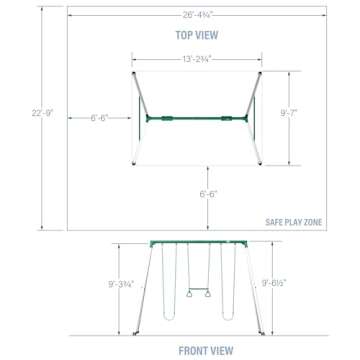 Backyard Discover Big Brutus Metal Swing Set, 10 Ft Tall, 2 Belt Swings, Trapeze Bar, Heavy Duty, Thick, Powder Coated Steel, Weather Resistant, Easy to Assemble