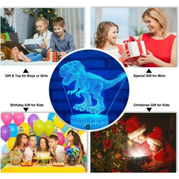 3D TRex Night Light - Original & Safe Kids Gift - 16 Colors