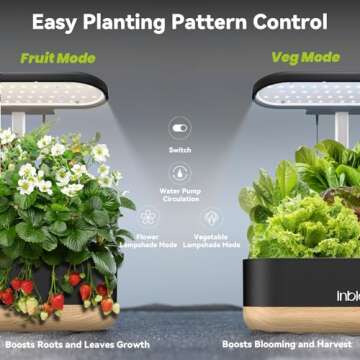 inbloom Hydroponics Growing System 12 Pods, Indoor Herb Garden with LEDs Full-Spectrum Plant Grow Light, Water Shortage Alarm, Automatic Timer, Height Adjustable, Ideal Gardening Gifts for Women