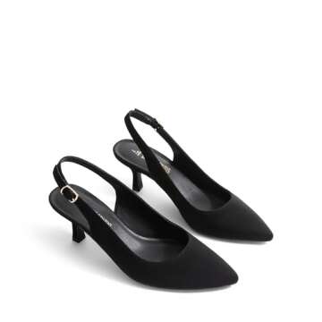 DREAM PAIRS Black Suede Kitten Heel Wedding Pumps Size 8.5