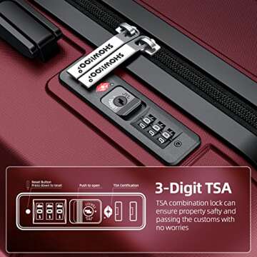 SHOWKOO Luggage Sets Expandable PC+ABS Durable Suitcase Double Wheels TSA Lock 3pcs Red Wine