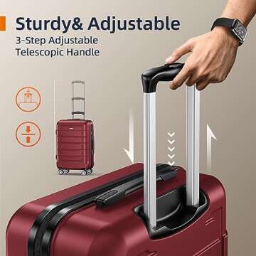 SHOWKOO Luggage Sets Expandable PC+ABS Durable Suitcase Double Wheels TSA Lock 3pcs Red Wine