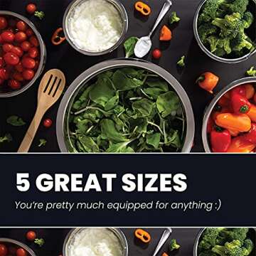 WHYSKO Meal Prep Stainless Steel Mixing Bowl (5-Piece Set) Home, Refrigerator, and Kitchen Food Storage Organizers | Ecofriendly, Heavy Duty, No Lids