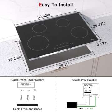 30" Electric Cooktop - 4 Burners with Touch Controls