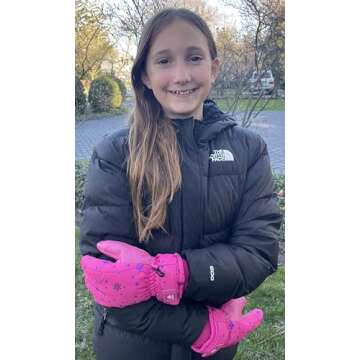 N'Ice Caps Kids Waterproof Winter Gloves - Thinsulate Warmth (Black, 10-12)