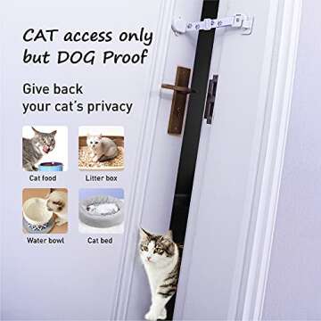 Neobay Adjustable Door Strap and Latch, Textile Cat Door Latch to Keep Dog Out of Litter Box, Economical Alternative of Pet Gates and Interior Cat Door, Basic 1 Pack